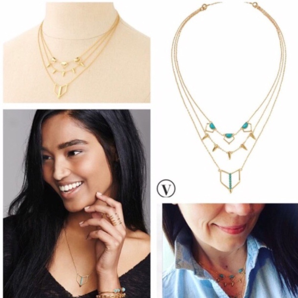 :: S&D Gold/Turquoise Layering Necklace [6 in 1] - Picture 3 of 7